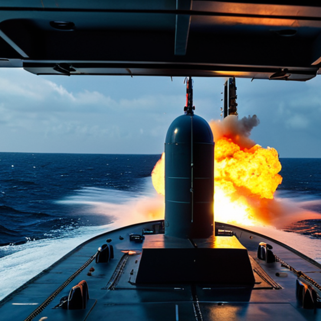 Submarine Launch**

"A nuclear submarine submerged deep in a dark blue ocean, preparing to launch a ballistic missile. The missile is breaking the surface, flames and smoke billowing as it ascends. Fully clothed crew visible inside the submarine through a viewport, monitoring the launch. Accurate depiction of a modern submarine interior. Dramatic lighting, professional photography, high resolution, safe for work, appropriate content, fully clothed, professional, natural proportions, perfect anatomy."

**