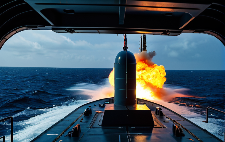 Submarine Launch**

"A nuclear submarine submerged deep in a dark blue ocean, preparing to launch a ballistic missile. The missile is breaking the surface, flames and smoke billowing as it ascends. Fully clothed crew visible inside the submarine through a viewport, monitoring the launch. Accurate depiction of a modern submarine interior. Dramatic lighting, professional photography, high resolution, safe for work, appropriate content, fully clothed, professional, natural proportions, perfect anatomy."

**