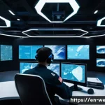 국내 방위산업 경쟁력 분석 - A futuristic defense technology laboratory showcasing advanced AI-powered autonomous drones and hype...