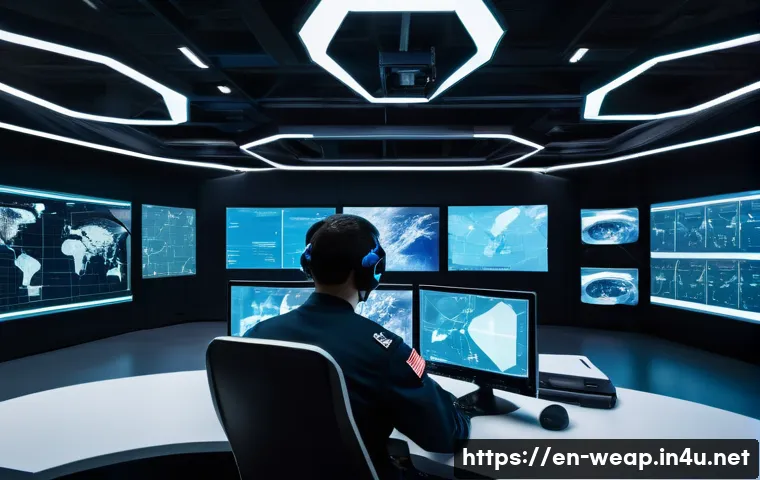 국내 방위산업 경쟁력 분석 - A futuristic defense technology laboratory showcasing advanced AI-powered autonomous drones and hype...