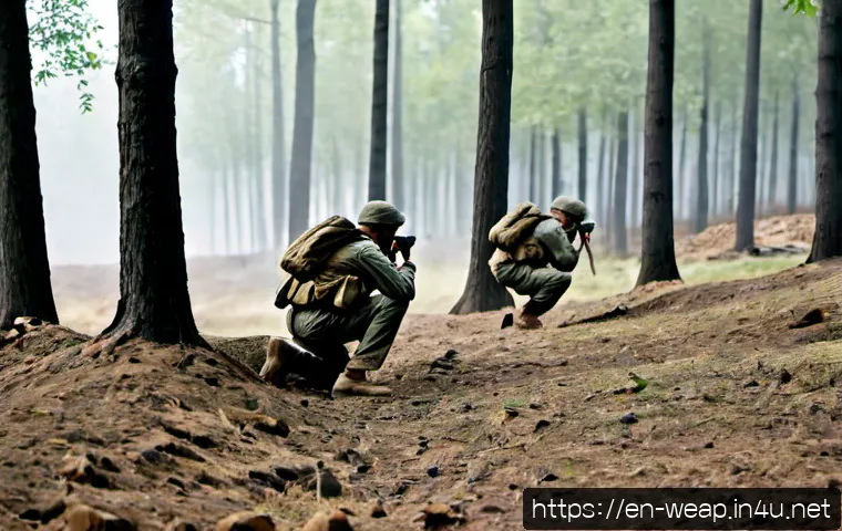 야전 교전 전술 - Photorealistic wide-angle scene of a modern infantry squad practicing field engagement tactics in a ...