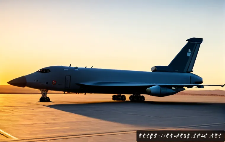 핵추진 항공기 가능성 - Photorealistic concept of a large next-generation nuclear-powered research aircraft parked on a remo...